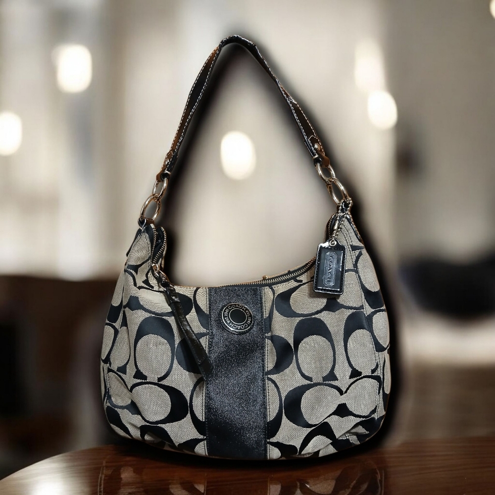 Coach Chic Black and Tan Shoulder Bag